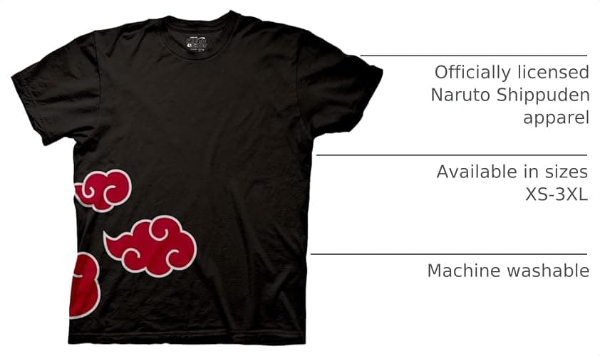 Ripple Junction Naruto Shippuden Men's Short Sleeve T-Shirt Akatsuki Clouds & Anti-Leaf Front & Back Logo Officially Licensed thumbnail 4