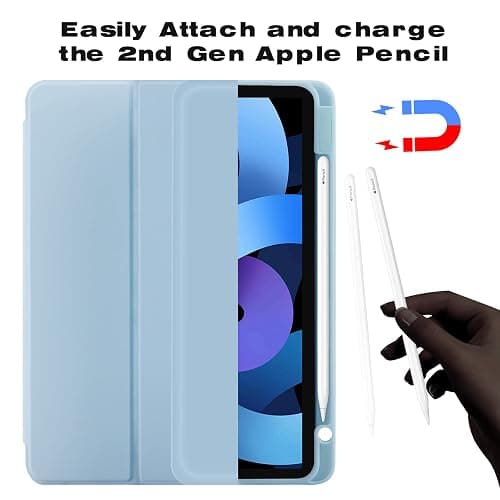 Hülle für iPad Air 7 11 Zoll 2025 M3/Air 6 2024 M2/Air 5/4 2022 2020 10,9 Zoll mit Stifthalter, Magnet-Trifold Hülle mit iPencil 2. Gen Aufladen, Auto Schlafen/Wachen, Leichter TPU Schutz, Hellblau thumbnail 4