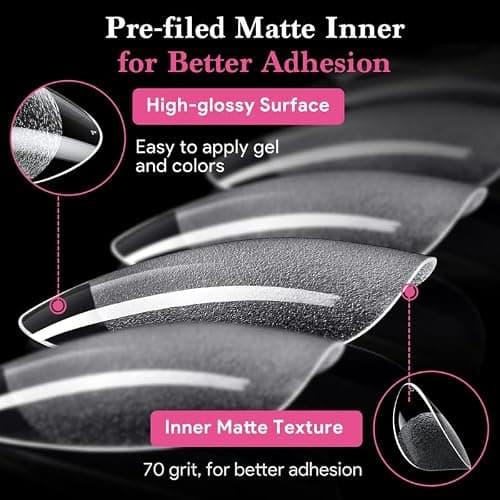Qiek Extra Short Almond False Nail Tips, 15 Sizes 510 PCS Clear Soft Press On Fake Nail Pre-shaped Half Matte Full Cover Gel Nail Tips Extensions Thick Long Lasting for DIY Beginners & Salon Manicure thumbnail 6