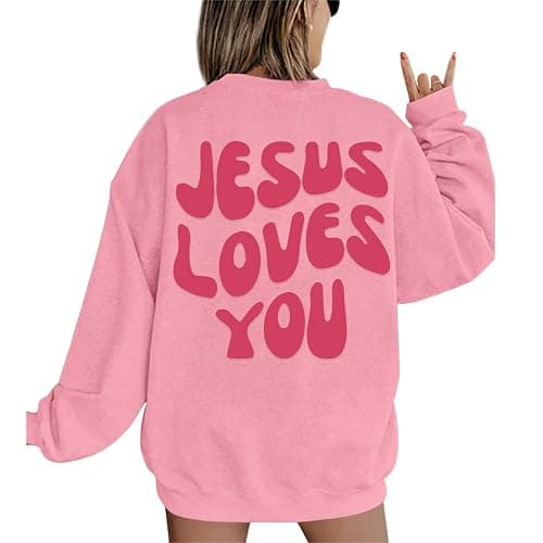 Kelxjia Christian Sweatshirts Women Jesus Loves You Sweatshirt Faith God Shirts Religious Hoodie Oversized Crewneck Pullover - Image 1