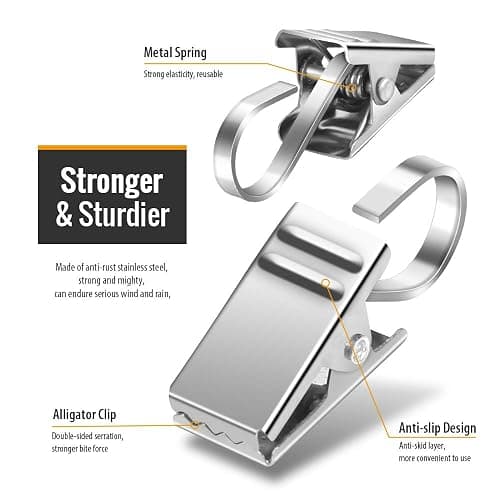 Teenitor 25 Pack Curtain Clips for Hanging Curtain Hooks, Stainless Steel Curtain Hooks with Clips, Small Hooks Clips for Camper Awning Light Photos Party Decorations thumbnail 3
