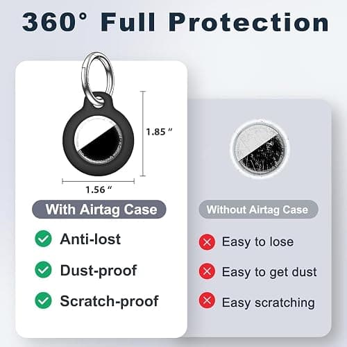MOLOSLEEVE 1|2|4 Pack for Airtag Holder Case with Keychain, Shockproof GPS Cover Anti-Scratch Key Chain for Air Tags, for Airtag Accessories for GPS Item Tracker Cases for Bags, Luggages, Black thumbnail 4