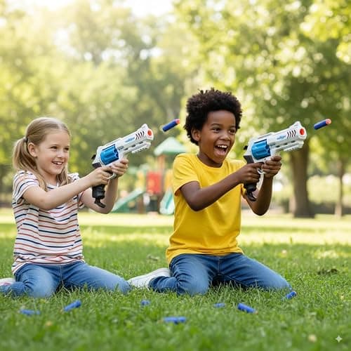 2 Pack Foam Dart Blaster Set for Kids with 40 Darts, 8 Dart Rotating Barrel, Kids Outdoor Games for Boys and Girls, Teens Ages 8+ thumbnail 2