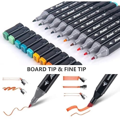 ABEIER 80 Colors Alcohol Based Markers, Dual Tip Drawing Markers Set, plus 1 Colorless Blender Pen, Permanent Sketch Animation Marker for Kids, Plumones, Adults Coloring and Artist Illustration thumbnail 4