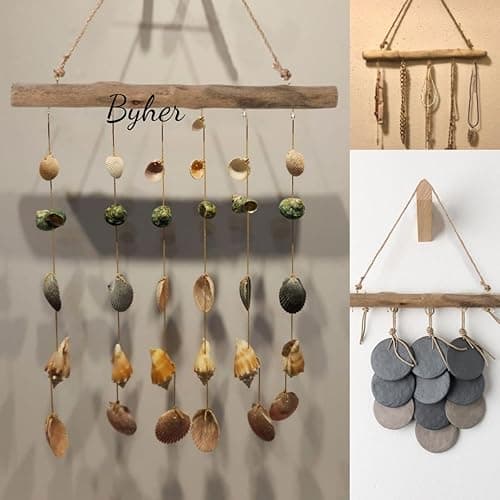 BYHER 15-Inch Driftwood Wall Hanging Jewelry Hanger - Rustic Wood Logs Hanging Branch Decor with 5 Hooks, Handcrafted from Natural Drift Wood Pieces for Crafts (Rustic) thumbnail 5