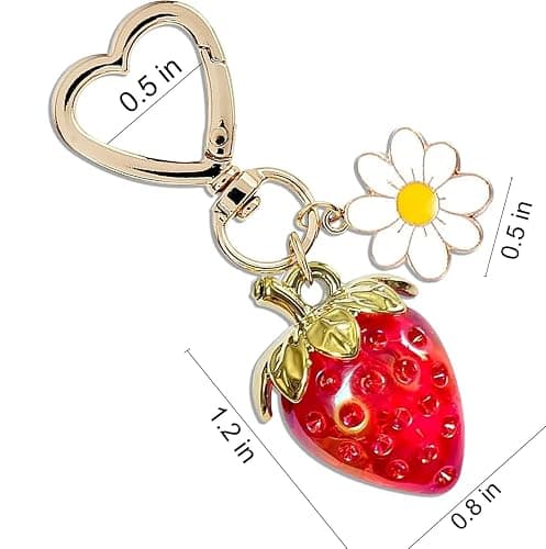 SIGZKK Cute Cherry Strawberry bag charms keychain purse accessories charm for women handbags Kawaii Flower Car Key Chain thumbnail 8