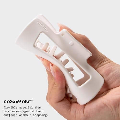 Mello Medium Hair Clip - Flexible Comfort Hair Claw for Women, Strong Hold for Thick & Thin Hair Styling, Durable Material, Matte Non-Slip Finish, Made in Korea, Patent Pending (White, Medium) - Image 1