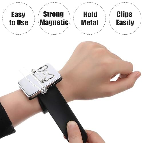 2 Pieces Magnetic Pincushion and Wristband Holder for Quilting, Sewing Pins, Hair Clips - Silicone Wrist Strap, Flannelette Bag thumbnail 6
