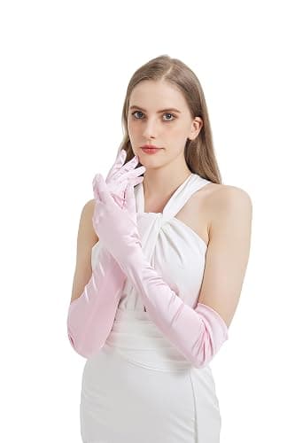sodknow Long Gloves Costume Women Long Satin Opera Gloves Elbow Length | Halloween Cosplay 1920s Gatsby Evening Party Dress Up thumbnail 8