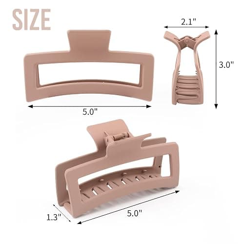 ZYTJ 5 Inche Extra Large Claw Clips for Thick Hair and Long Hair, 4 Pack Xl Jumbo Claw clips, Oversized Matte Non-slip Rectangle Hair Clips for Women, Big Strong Hold Jaw Clip,Neutral Color thumbnail 4