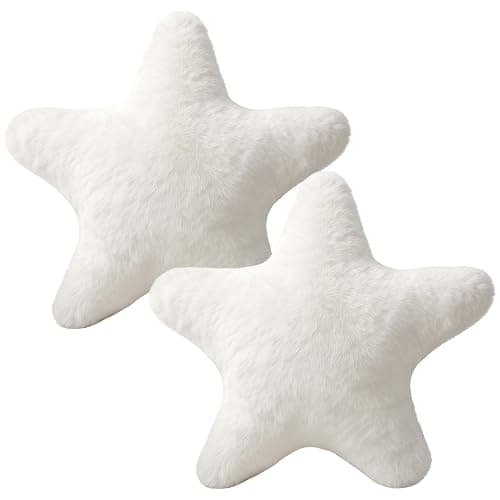 SORAYUXI Plush Star Pillow 40x40CM,2 Pack Soft Fluffy Star Stuffed Cushion Decorative Pillow,Cute Fuzzy Throw Pillows for Bedroom, Living Room, Sofa, Bed, Chair Decor - Image 1