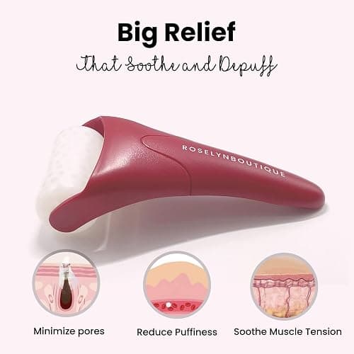 ROSELYNBOUTIQUE Ice Roller for Face Wrinkles Fine Lines Puffiness Stick Massager Facial Skin Care Tools Self Care Gifts for Men Women (Red) thumbnail 5