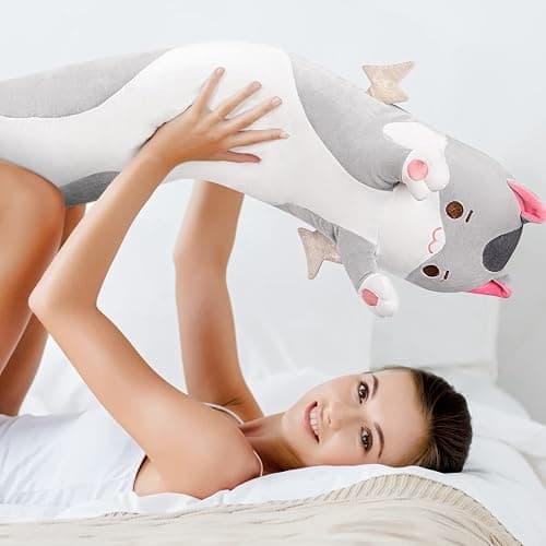 Mewaii Long Cat Plush 5 Sizes, 120% Extra Filling Giant Plushness Kids Body Pillow, Kawaii Cute Grey Cat Stuffed Animals Plushies, Big Long Body Pillow Cat Plush Gift for Girls 20” - Grey Cat 2025 - 19.6in/50cm thumbnail 4