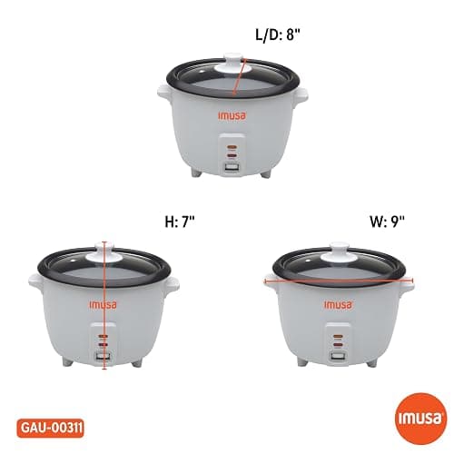 IMUSA Mini Electric Rice Cooker 6 Cup Cooked 3 Cup Uncooked – Ceramic Nonstick Pot, Small Multi Cooker for Rice, Quinoa, Oatmeal, Stew – Keep Warm – Compact for Dorm RV Kitchen thumbnail 2