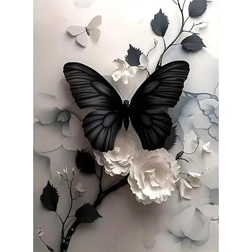 cdsnxore Diamond Painting Kits for Adults, Diamond Art Kits for Adults Beginners, Rose Diamond Arts Kits for Home Wall Decor 14 x 14 Inch (Black) - Image 1