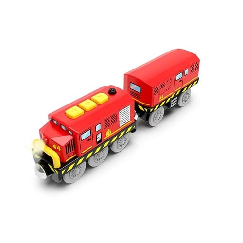 Motorized Train Set for Wooden Tracks,Battery Operated Locomotive Train Toy with Lights & Sounds, Compatible with Thomas, Brio,Toy Trains for Toddlers 3 4 5 Year Old thumbnail 10