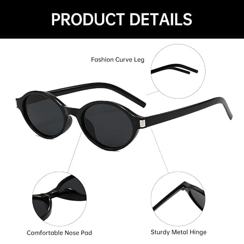 YAMEIZE Retro Oval Sunglasses Women Men Vintage Small Frame Sunglasses 90s Sun Glasses UV400 thumbnail 4