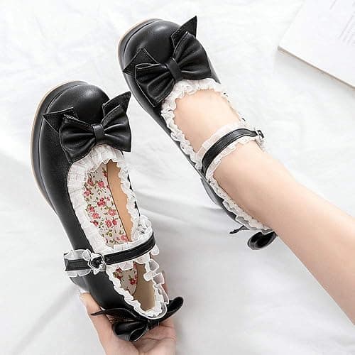 LUXMAX Women Kawaii Mid Block Heel Mary Jane Rockabilly Pumps with Bow Platform Chunky Heel Cute Sweet Shoes thumbnail 7