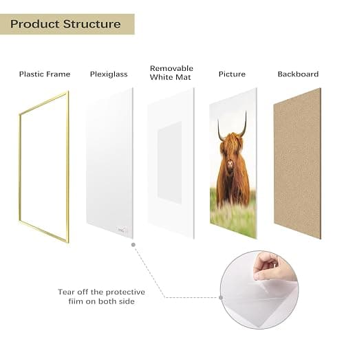 Golden State Art, 16x24 Picture Frame Set of 3, Gold Thin Border, Display Photo 12x18 with Mat or 16x24 Without Mat, Poster Frame for Wall Hanging Horizontal and Vertical thumbnail 5