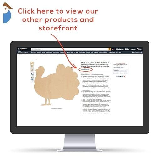Classic Wood Turkey Cutout 12 inch, Pack of 1 Unfinished Wooden Cutouts for Crafting, and DIY Thanksgiving Party Decorations, by Woodpeckers thumbnail 6