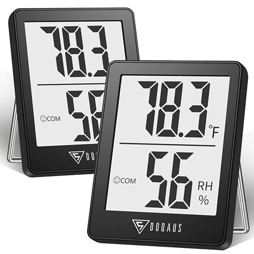 DOQAUS Indoor Thermometer [2 Pack], Mini Digital Hygrometer Room Thermometer, Humidity Meters, Accurate Temperature Humidity Monitor Gauge for House, Baby Room, Greenhouse, Home Black (2.3X1.8inch) | Mini Room Thermometer with Accurate Temperature and Humidity Monitor for House, Baby Room, Greenhouse, Garage - Image 1