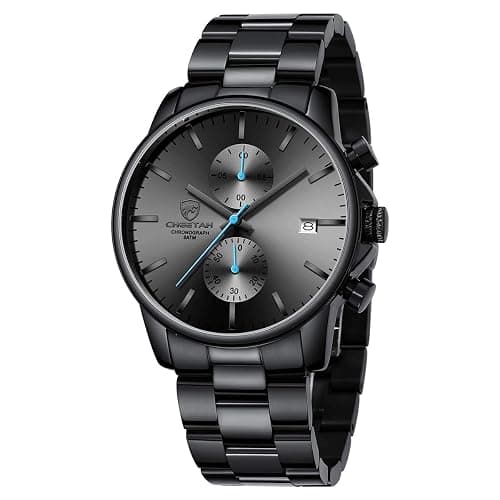 GOLDEN HOUR Fashion Business Mens Watches with Stainless Steel Waterproof Chronograph Quartz Watch for Men, Auto Date - Image 1