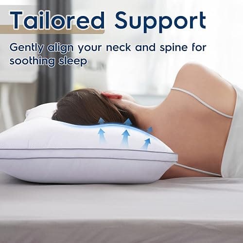 viewstar Bed Pillows King Size Set of 2, Firm Support Down Alternative Gusseted Pillows for Side, Back, or Stomach Sleepers, White thumbnail 4