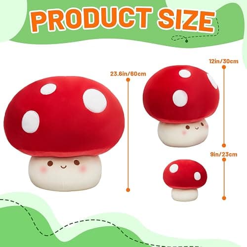 Yulefly 9-Inch Mushroom Pillow Plush- Cute Mushroom Stuffed Animal Plush Toy Decorative Throw Pillows for Home Car Halloween Birthday Gift for Kids Adults thumbnail 2