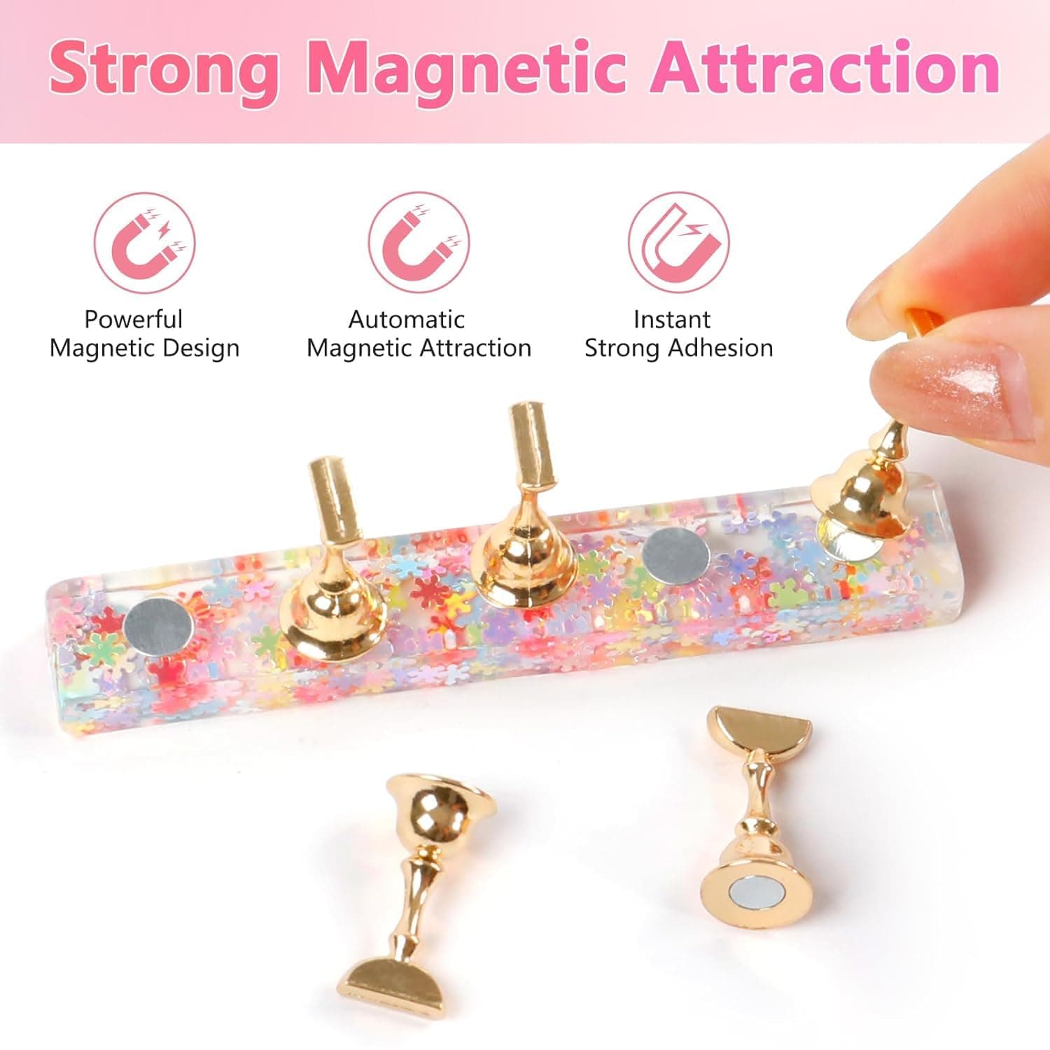 2 Sets Nail Stand for Press on Nails Display, M(agnetic Press on Nail Stand with 96 PCS Reusable Adhesive Putty, Nail Tips Practice Painting Holder for DIY Nail Art Tools thumbnail 2