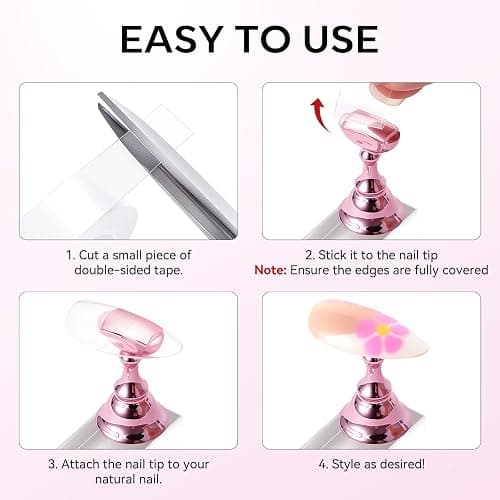 Makartt Nail Stand for Press-On: Magnetic Nail Holder for Nail Art Painting | 1M Double-sided Tape, Solid Acrylic Base, For False Nail Design Practice & Display, Nail Stands for Home DIY Salon Supplies thumbnail 6
