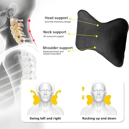 Osilly Car Headrest Pillow, Soft Comfortable Breathable Memory Foam Ergonomic Design Automotive Neck Pillow Cushion with Adjustable Strap for Neck Pain Pressure Relief, Universal Fit（Black） thumbnail 4