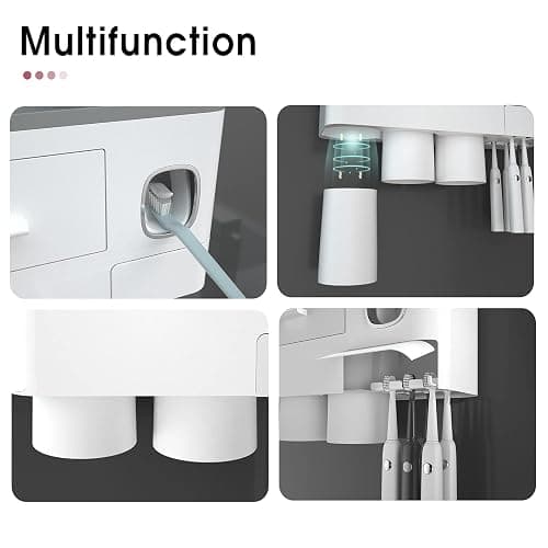 iHave Toothbrush Holder for Bathroom, 3 Cups Toothbrush Holder Wall Mounted with Toothpaste Dispenser - Large Capacity Tray, Cosmetic Drawer - Bathroom Accessories & Bathroom Organization Storage thumbnail 9