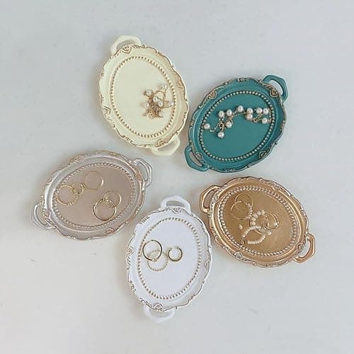 Decorative Jewelry Plate Resin Retro Jewelry Dish Mini Jewelry Display Tray Necklace Earrings(Color 1) thumbnail 5