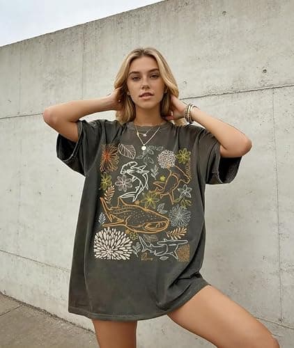 Oversized Tshirts Cute Tops for Women Shark Flower Graphic Tees Tops Summer Casual Loose Beach Vacation Shirts thumbnail 5