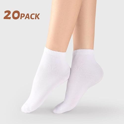LITERRA 20 Pairs Women's Ankle Socks - Bulk Value Pack, Breathable Casual Basic Athletic Socks for Women Size 5-9/9-11 thumbnail 2