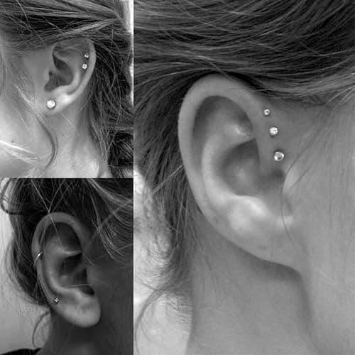 EPIRORA Sterling Silver Stud Earrings for Women Men- 3 Pairs 3mm Tiny Ball Stud Earrings Round CZ Earrings Pearl Earrings Set Cartilage Small Tragus Earrings thumbnail 4