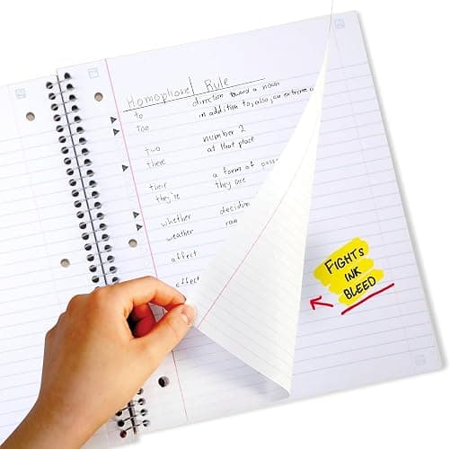 Five Star Spiral Notebook, 5 Subject, Wide Ruled Paper, 8" x 10-1/2", 200 Sheets, Fights Ink Bleed, Water Resistant Cover, Black (72045), Pack of 6 thumbnail 3