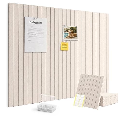 OceanBreezy Large Oatmea Felt Square Cork Board Alternative 6-Pack,36"x 24" | Felt Bulletin Board with 40 Removable Nano Adhesive Tabs & 40 Pushpins, Felt Wall Panels for Wall Home Office Classroom - Image 1