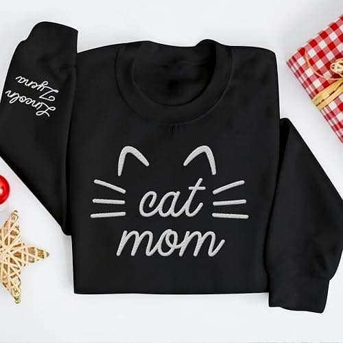 Custom Cat Mom Crewneck thumbnail 4