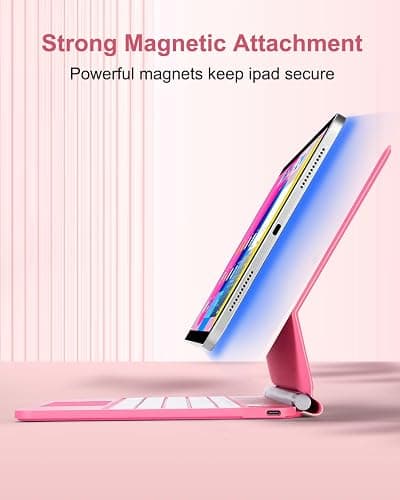 TabletKeyer Magic for iPad A16 11th/10th Generation Case with Keyboard,Trackpad Floating Rainbow Backlit Keypad with Cantilever Magnetic Cover for iPad 11-inch 2025/10 Gen 10.9" 2022 Pink thumbnail 5