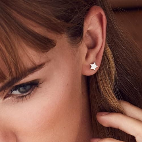3 Pairs 925 Sterling Silver Star Stud Earrings for Women,Tiny Simple Geometric Stud Earrings Set Small Hypoallergenic Cartilage Tragus Ear Jewellery for Men (3/4/5mm) thumbnail 4