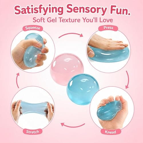 Coconut Oil Squishy, 2 Pack New Coconut Oil Stress Ball Sensory Squeeze Toy For Kids Teens & Adults, Soft Squishy Fidget Toy For Stress Relief, Anxiety Relief, Desk Squishies Toy Gift (Blue + Pink) thumbnail 5