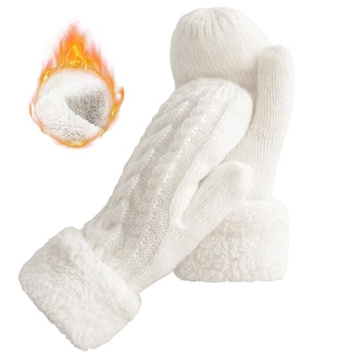 Women's Winter Gloves Warm Lining - Cozy Wool Knit Thick Gloves Mittens - Image 1