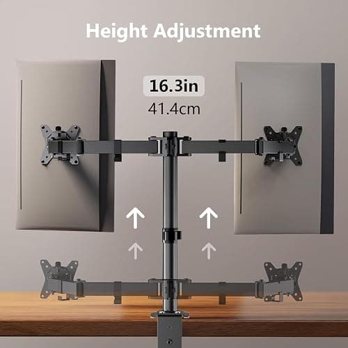 ErGear Dual Monitor Stand, Heavy Duty Adjustable Monitor Desk Mount for 2 Screens up to 32 Inches, Fully Adjustable Height, Tilt, Swivel, Rotate, Supports 17.6 lbs per Monitor Arm, Easy Installation thumbnail 7