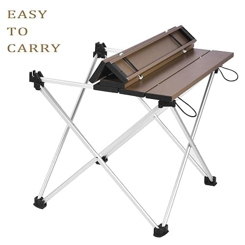 Grope Small Folding Camping Table with Aluminum Table Top, Beach Table for Sand with Carrying Bag,Prefect for Outdoor, Picnic, BBQ, Cooking, Festival (Coffee-M) thumbnail 8