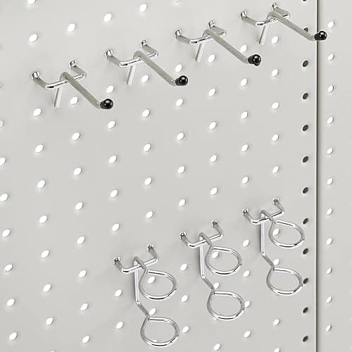 Amazon Basics Rectangular Metal Pegboard Wall Organizer, Tool Storage Organization System, Rust and Scratch Resistant, 48-Piece Kit, Gray thumbnail 4