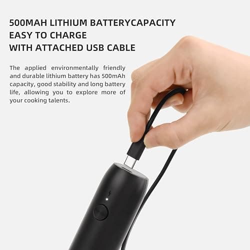 CIRCLE JOY Rechargeable Milk Frother Handheld, Coffee Frother Wand Drink Mixer with Stainless Steel Whisk for Coffee, Cappuccino, Lattes, Frappe, Matcha and Hot Chocolate, Black thumbnail 2