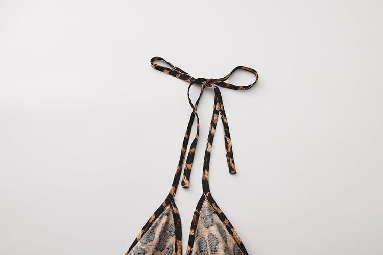 Women's Y2K Cute Summer Leopard Print Halter Top Sexy Tie Front Backless Ruffle Beach Crop Going Out Tops for Women thumbnail 8