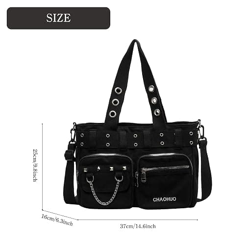KANGDAWEI Steampunk Goth Messenger Bag, Fashion Punk Gothic Shoulder Bag thumbnail 5