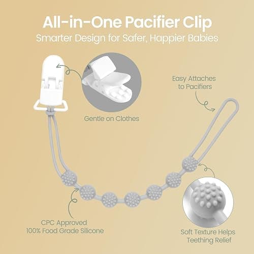 Eascrozn 6 Pack Silicone Pacifier Clip with One-Piece Design for Baby Boys and Girls, BPA Free Soft Flexible Binky Clips with Texture for Baby Essentials thumbnail 4